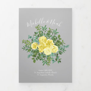 Jaune clair et gris et Rose Programmes de mariage 
