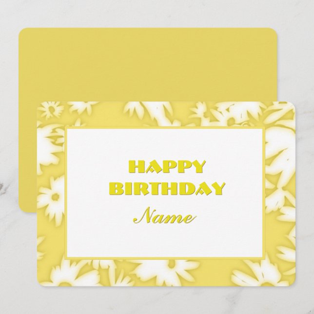 Jaune Couleur Me Marguerites Carte Anniversaire (Devant / Derrière)