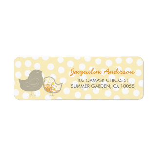 Jaune Damask Chicks Baby showers Étiquettes de adr