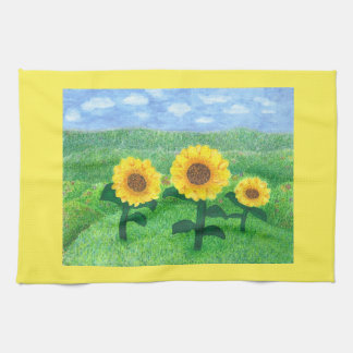 Jaune de serviette de cuisine de tournesols de