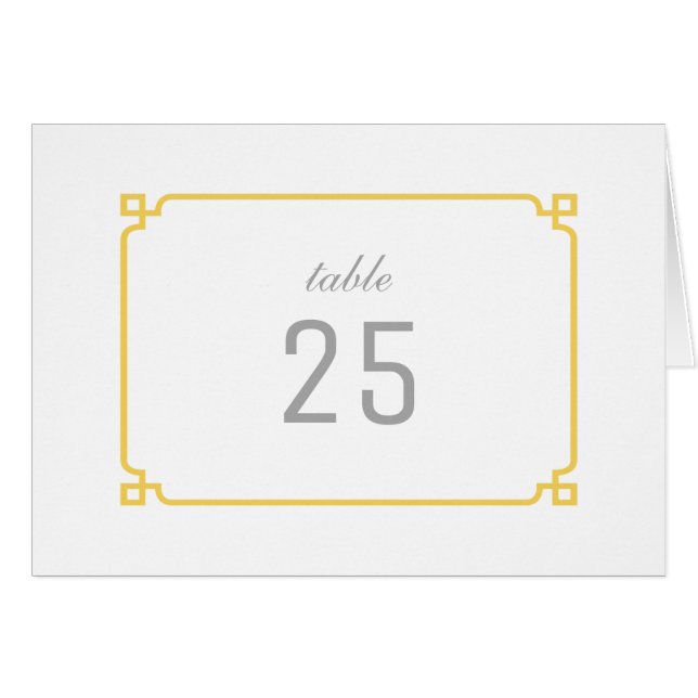 Jaune Déco Chic Numéro de table (Devant horizontal)