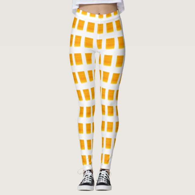 Jaune doré À damiers Leggings (Devant)