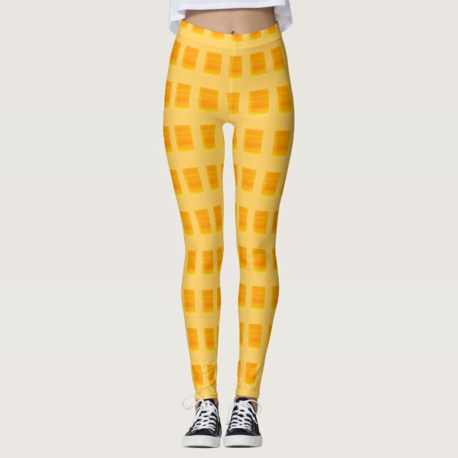 Jaune doré À damiers Leggings (Devant)