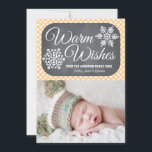 Jaune Dot Chalkboard Snowflake Carte photo de vaca<br><div class="desc">Ajoutez votre photo de famille préférée ou la photo de Noël du premier jour férié ou bébé garçon ou petite fille à ce carte photo de vacances doux, moderne et joli à thème hivernal avec deux flocons de neige sur un arrière - plan de tableau noir et un motif pois...</div>