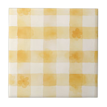Jaune Douce Carreaux Floraux Aquarelle