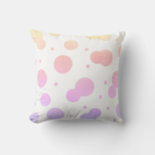 Jaune doux, rose, lavande Coussin Poka Dot