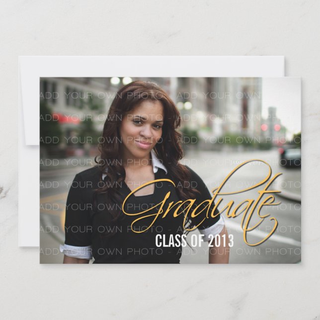 Jaune Elegant Script Photo Invitation (Devant)