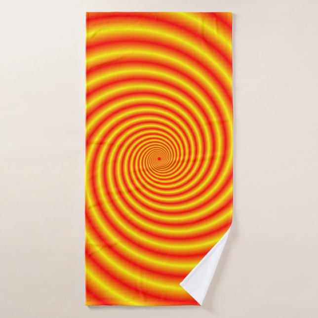 Jaune en rouge via Orange Spiral (Serviette de bain)