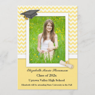 Jaune et blanc Chevron Grad Carte photo