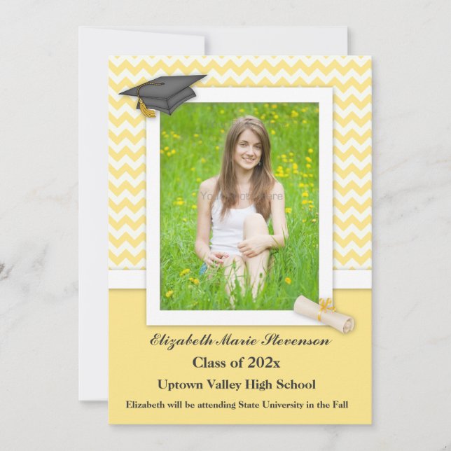 Jaune et blanc Chevron Grad Carte photo (Devant)