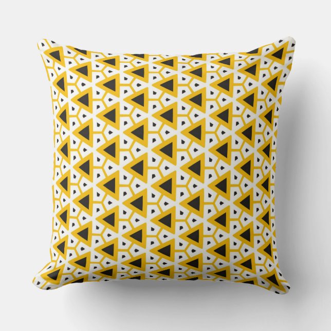 Jaune et blanc Triangle Motif Jaune Oreiller (Recto)