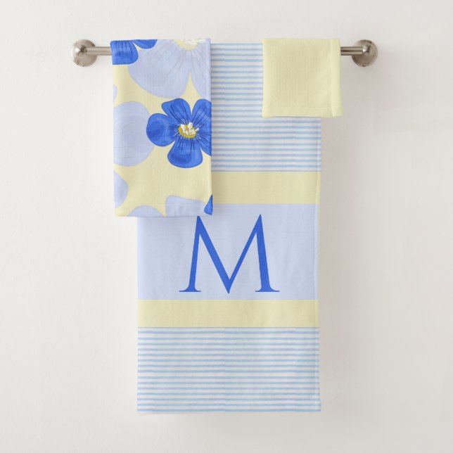Jaune et bleu Aquarelle Jaune Jeu de Monogrammes F (En situation)