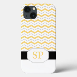 Jaune et gris Chevron Monogram iPad 2/3/4 Coque