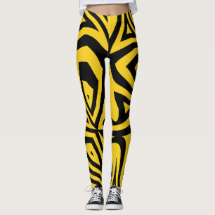 Jaune et noir Stripes Jaune Femmes Leggings