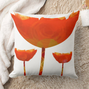 Jaune et Orange Moderne Poppy Coussin floral