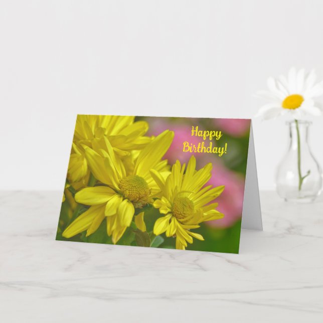 Jaune Fleurs Faisy Jardin Art Carte d'anniversaire (Petite plante)