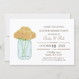 Jaune floral mason jarre Houseécher Invitation