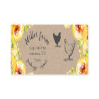 Jaune floral rustique script Oeuf Carton Étiquette