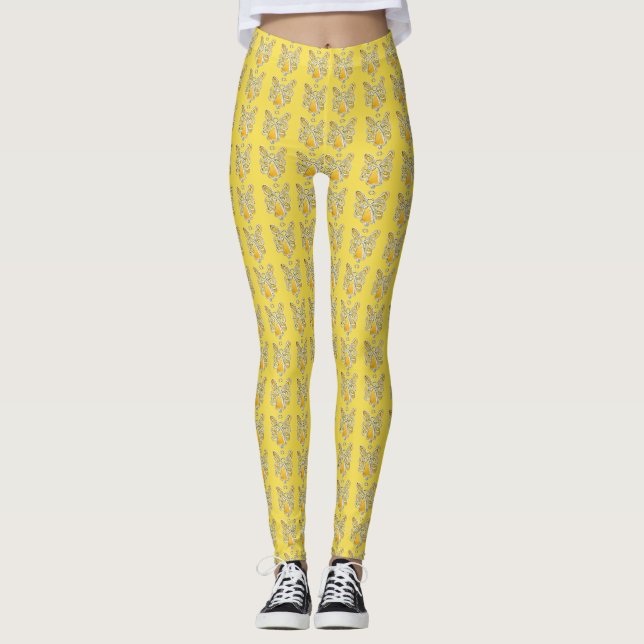 Jaune Gardien Ange Art Personnalisé Leggings de va (Devant)