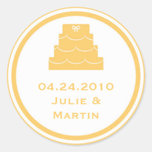 Jaune gâteau de mariage faveur tag étiquette