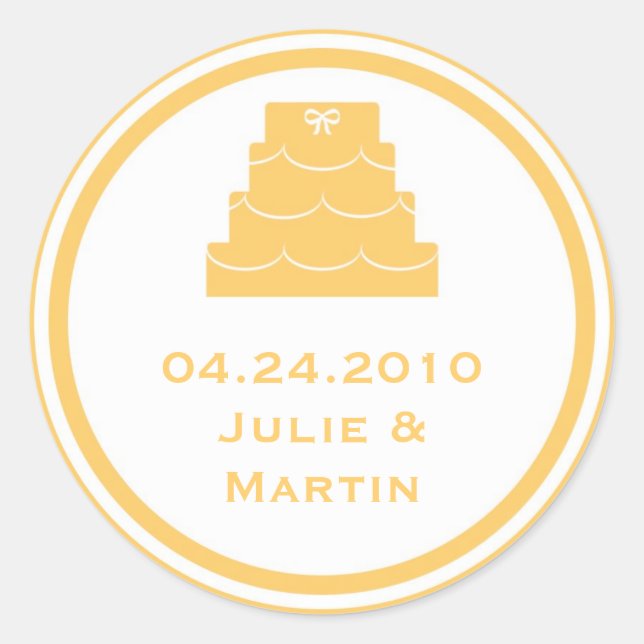 Jaune gâteau de mariage faveur tag étiquette (Devant)