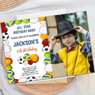 Jaune Green Sports Anniversaire Invitations avec p