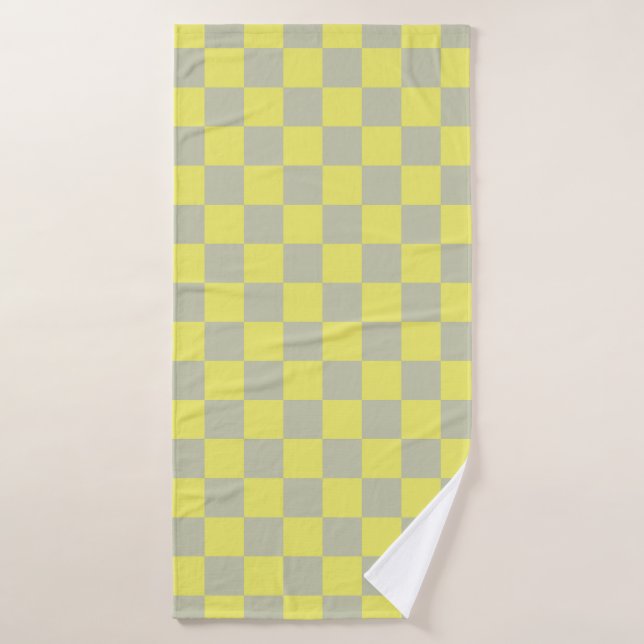 Jaune + gris À damiers Motif de tableau de bord (Serviette de bain)