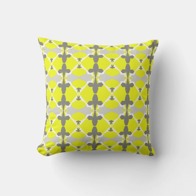 Jaune Gris Abstrait Motif d'art Coussin (Recto)