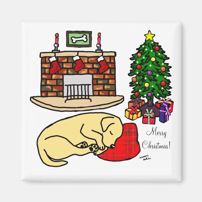 Jaune Labrador Retriever Magnets de Noël (Devant)