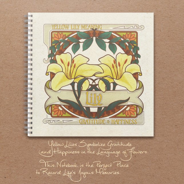 Jaune Lily Vintage Gratitude Journal de Bonheur (Yellow Lily Vintage Style Gratitude Journal. Flower Meaning: Gratitude and Happiness.)