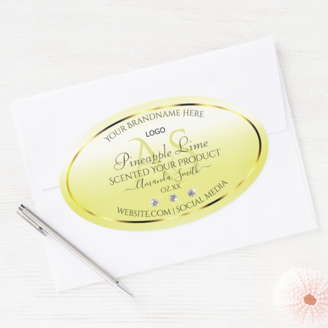 Jaune moderne Étiquette Bijoux Monogramme Logo (Enveloppe)
