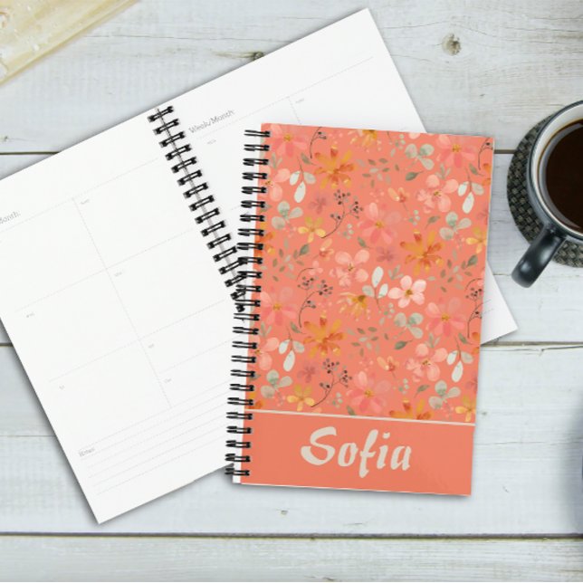 Jaune motif botanique vert nom orange (Créateur téléchargé)