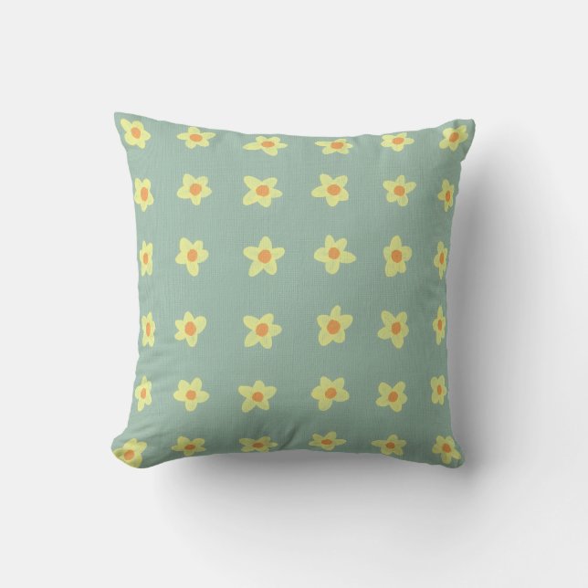 Jaune Motif Jaune Coussin vert clair (Recto)