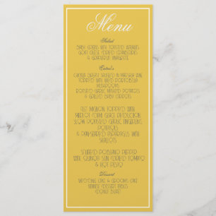 Jaune Moutarde Élégant Menu Minimaliste