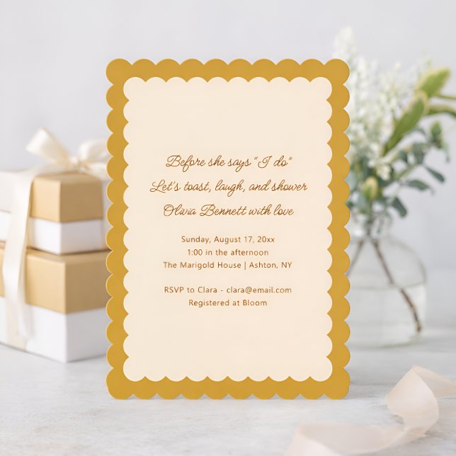 Jaune Moutarde Invitation de Mariage à Bordure Cra (Créateur téléchargé)