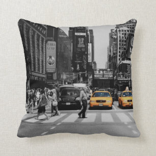 jaune noir et blanc de taxi de coussin de New York