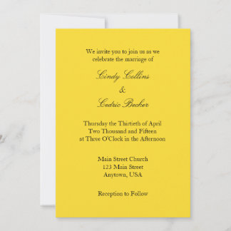 Jaune Noir Plaine Simple Faire-part de mariage
