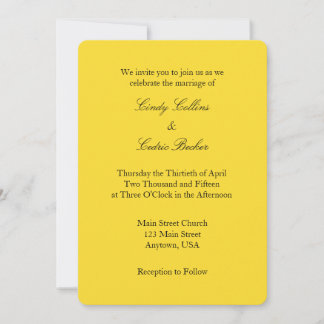 Jaune Noir Plaine Simple Faire-part de mariage