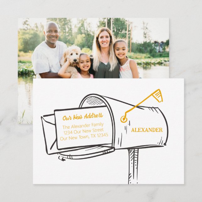 Jaune Notre Nouvelle Adresse Boîte Aux Lettres Dép (Devant / Derrière)