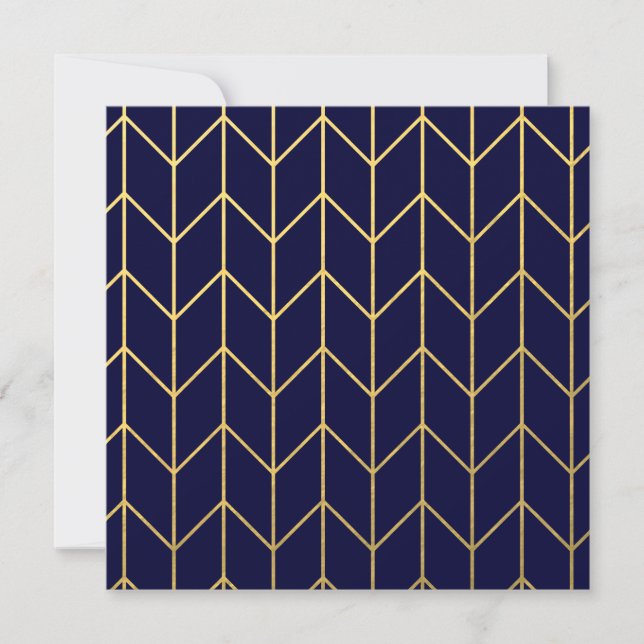 Jaune or Chevron Marine Bleu Moderne Chic (Devant)
