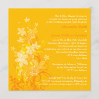 Jaune, orange, blanc Faire-part de mariage Floral