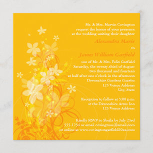 Jaune, orange, blanc Faire-part de mariage Floral
