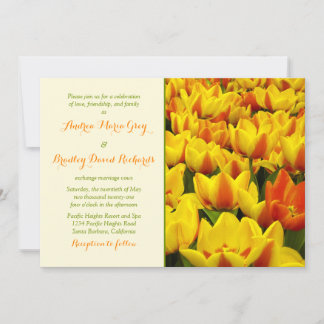 Jaune Orange Champ de Tulipes Faire-part de mariag