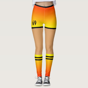 Jaune Orange Faux Shorts et Chaussettes Leggings s