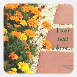 Jaune Orange Marigold Fleurs Votre Stickers Texte