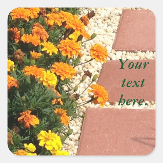 Jaune Orange Marigold Fleurs Votre Stickers Texte (Devant)