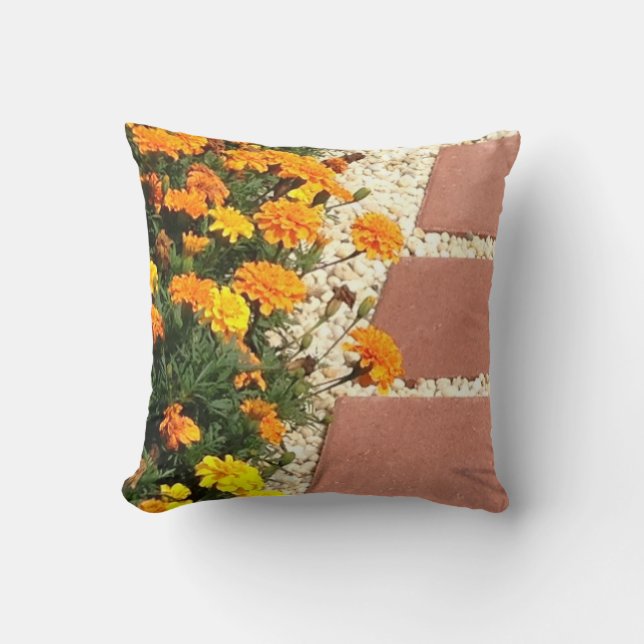 Jaune Orange Marigold Flowers Coussin (Recto)