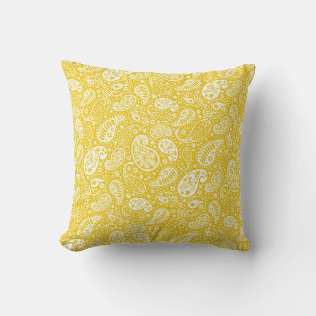 Jaune Paisley Lisse Oreiller (Recto)