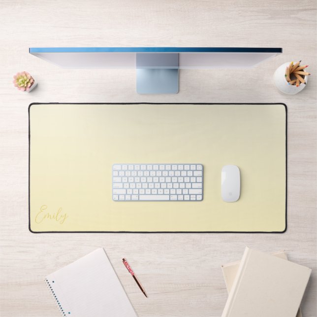 Jaune Pastel Dégradé Calligraphie Personnalisée (Bureau 1)