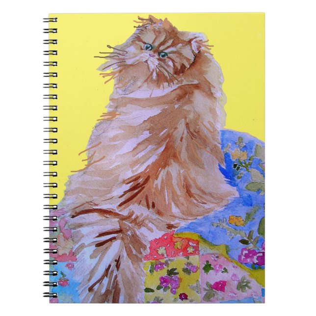 Jaune Patchwork Quilt Fluffy Chats Carnet (Devant)